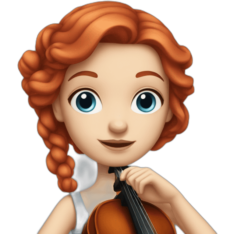 Girl cellist with red hair and blue eyes emoji