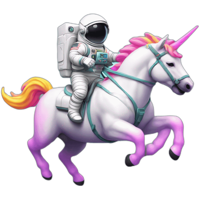 astronaut ridding neon unicorn emoji