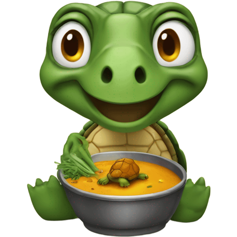 Turtle eating curry emoji