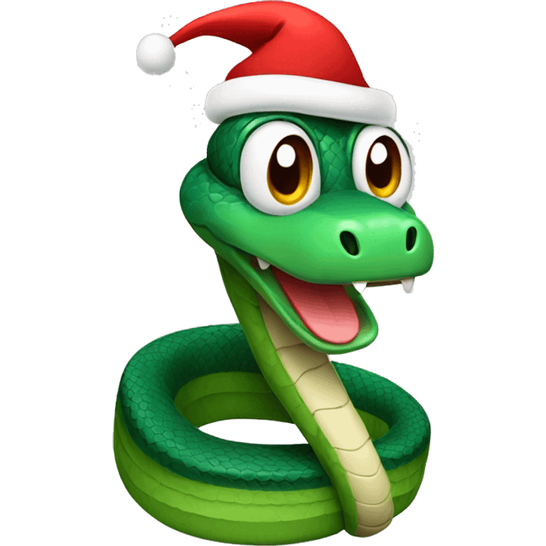 Friendly snake with Christmas hat emoji