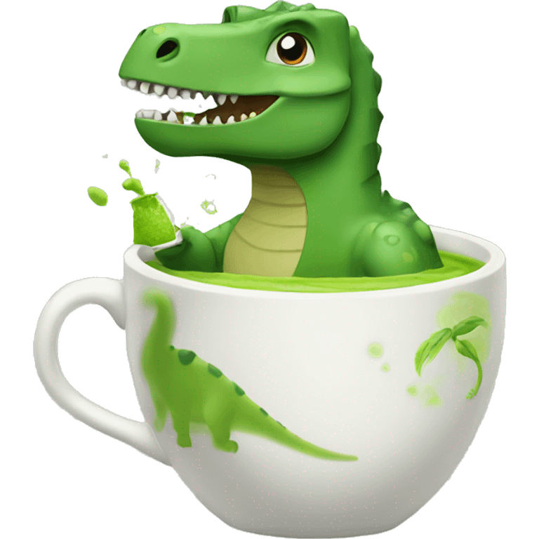 Dinosaur drinking matcha   emoji