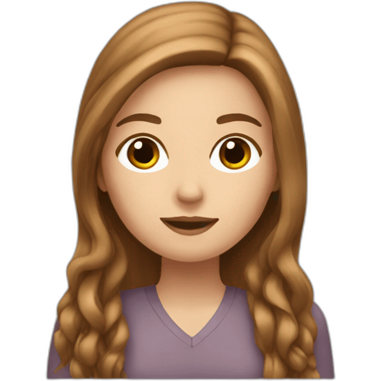 a white girl with brown long hair using the notebook emoji