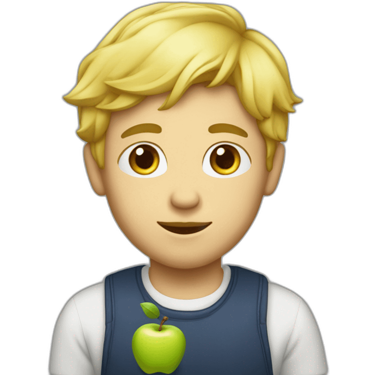 garçon blond avec une pomme sur la tete emoji