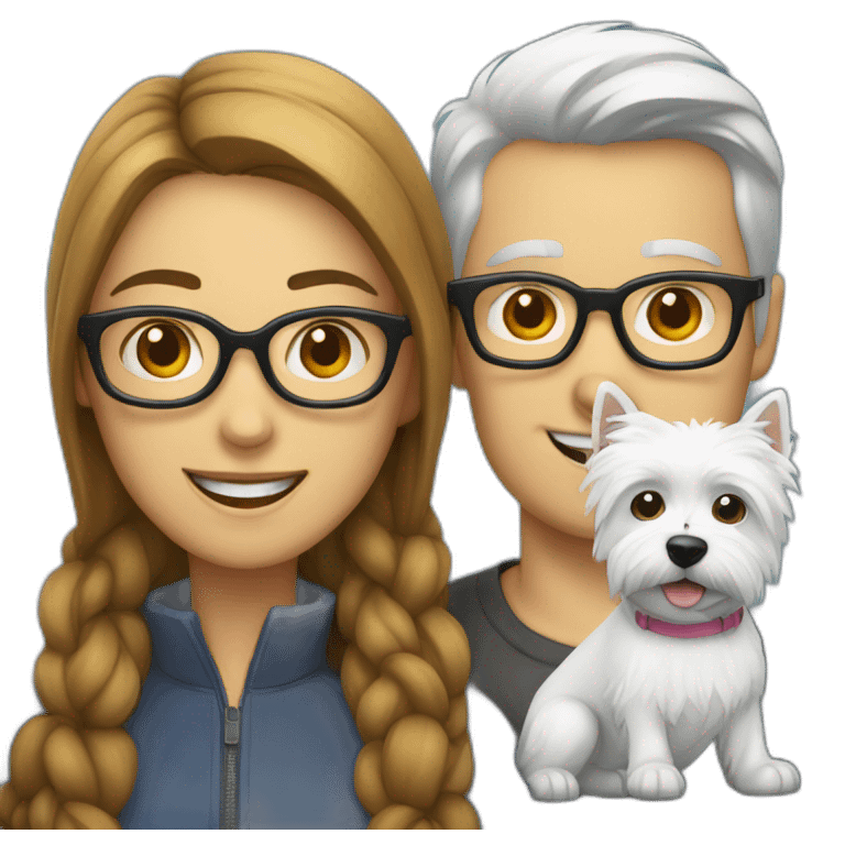 Man with glasses anda woman with a westie dog girl emoji