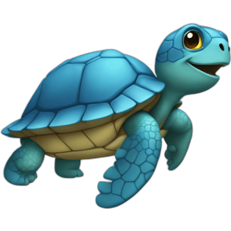 blue turtle with something that involves ecuador emoji