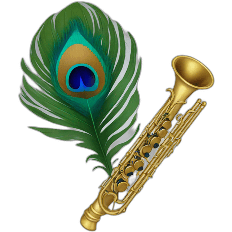 Peacock feather attached to flute emoji