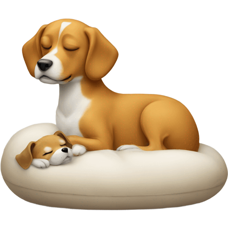 Dog sleeping on duck  emoji