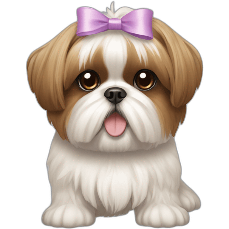 Dog Shih Tzu with a bow on head full-body emoji