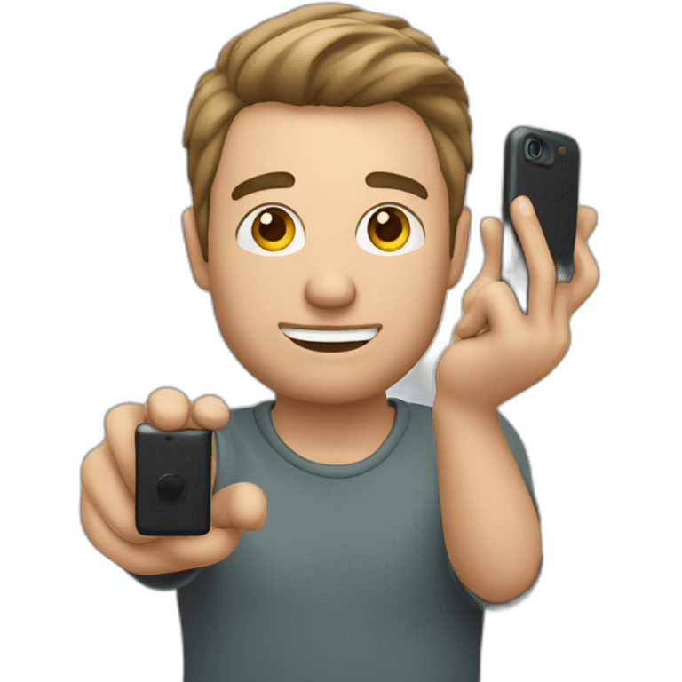 man taking selfiewith ipone emoji