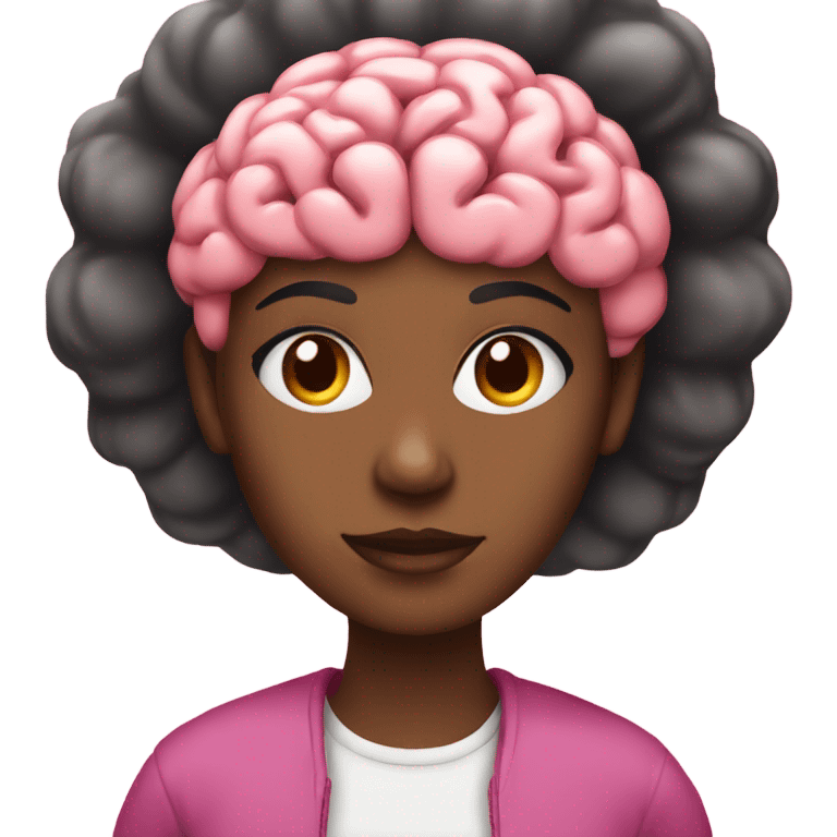 black woman with pink brain-power emoji