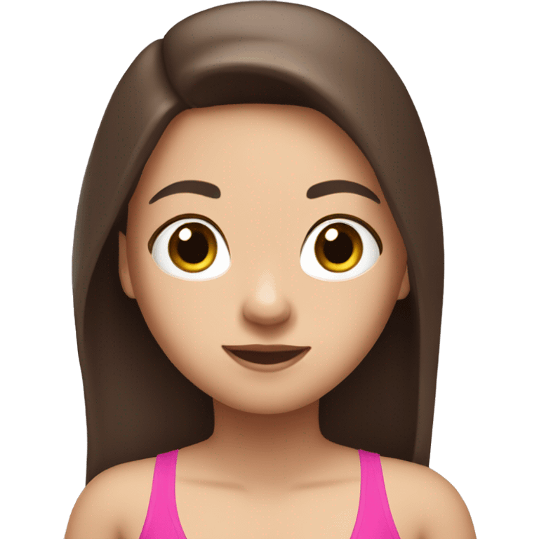 little white girl with pink swimming suit dark brown long hair swimming  emoji