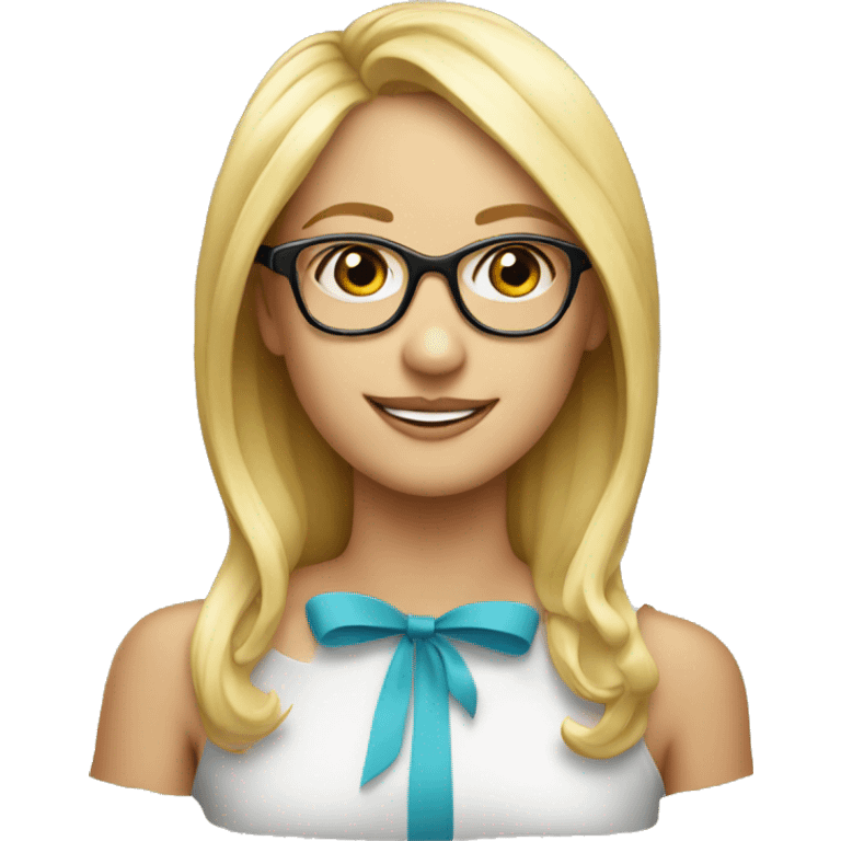 pretty blonde girl with glasses and  birthday hat emoji