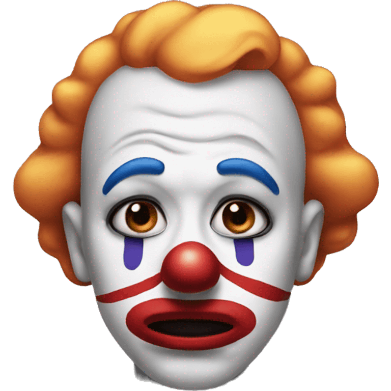 Sad emoji face wearing clown make up emoji