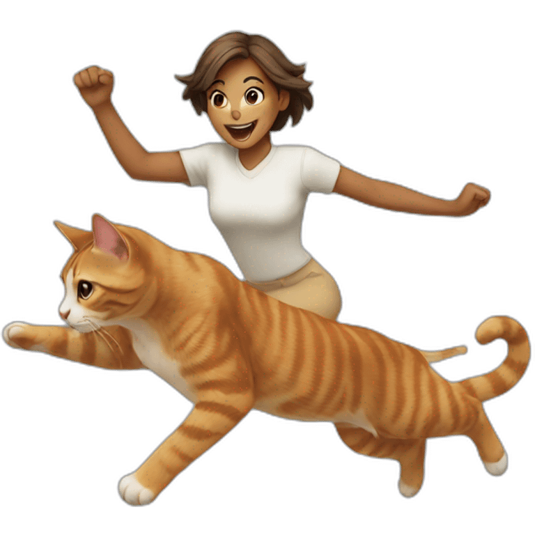 woman cat jumping emoji