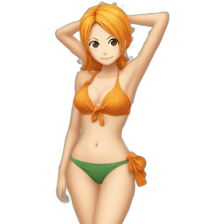 Nami from One Piece with her iconic bikini full body emoji