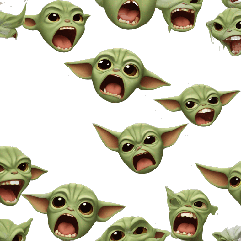 Baby Yoda screams in terrible anger. His whole face is red with rage. emoji