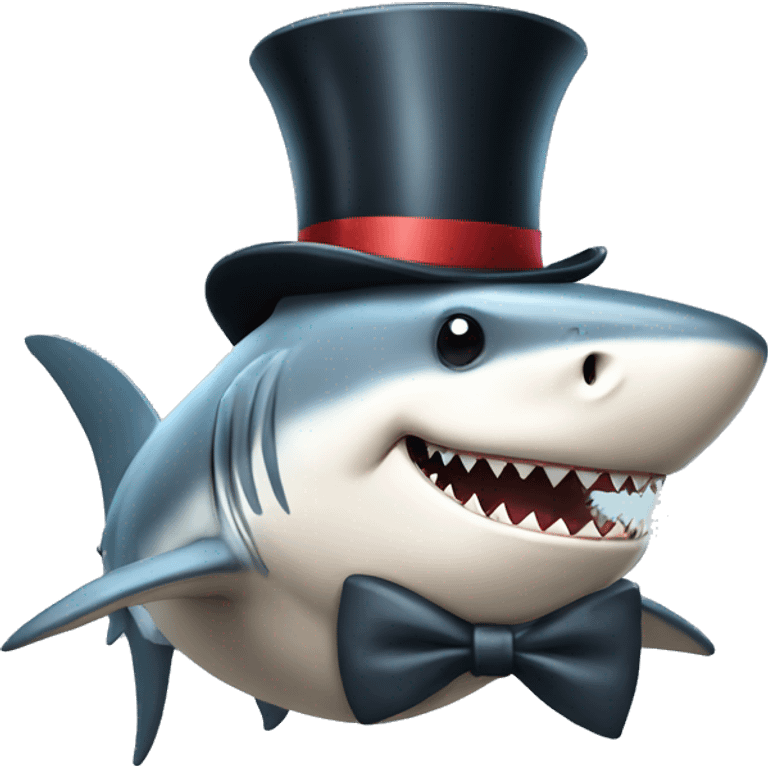 Shark with a top hat and bow tie emoji