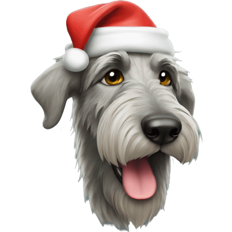  Irish wolfhound dog with santa hat emoji