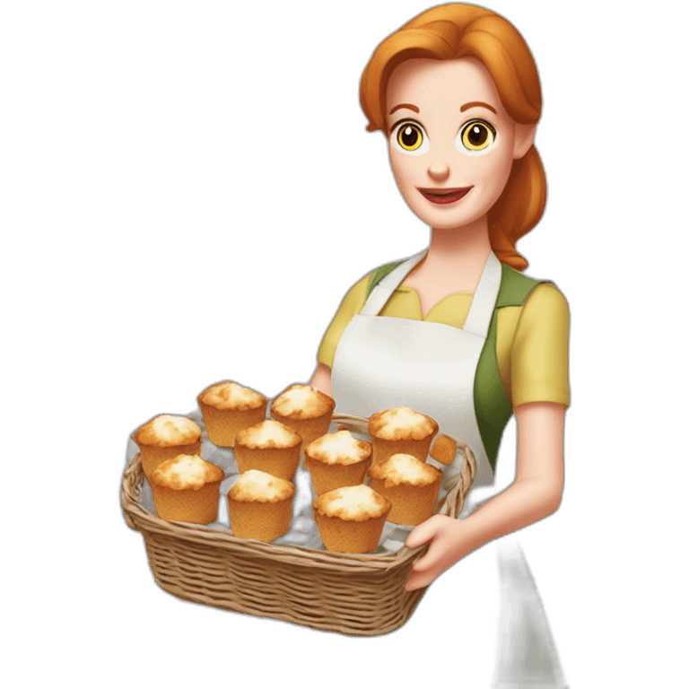 Bree van de kamp with Desperate Housewives with his kitchen apron holding a basket of muffins in his hands  emoji