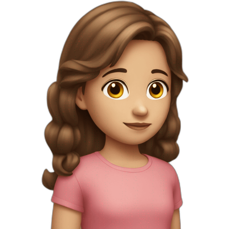 6 year old Brown Hair Girl with pony detailed emoji