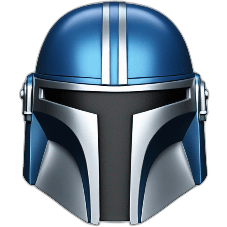 mandalorian helmet with blue and shiny silver emoji