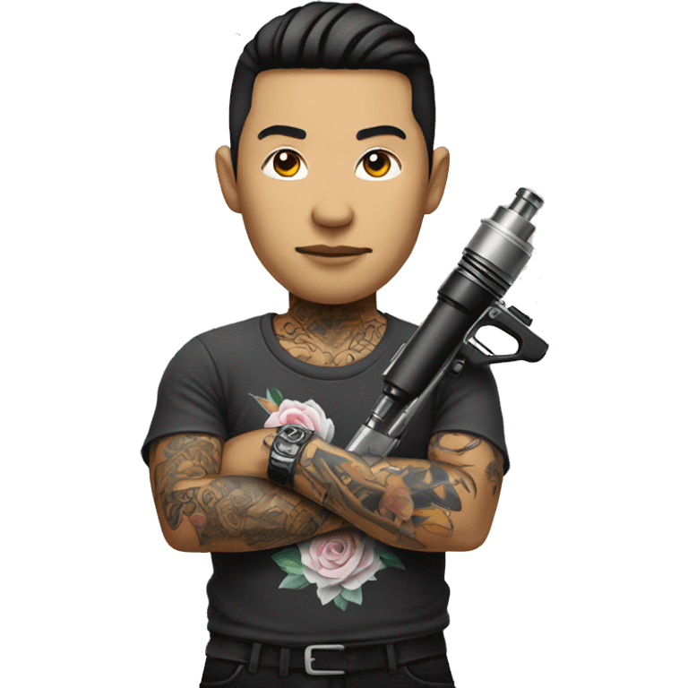 Asian Tattoo Artist with tattoo gun emoji