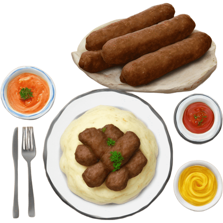 Bosnian cevapi with somun and kaymak emoji