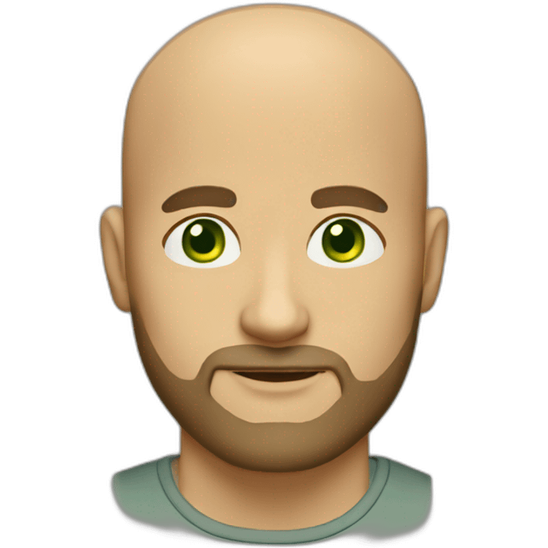 bald man with beard, tan skin, and green eyes emoji