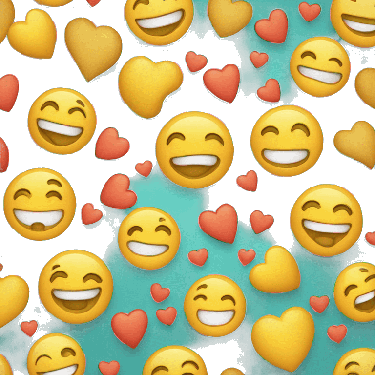 Rostinho emocionado feliz envergonhado com coraçõezinhos emoji