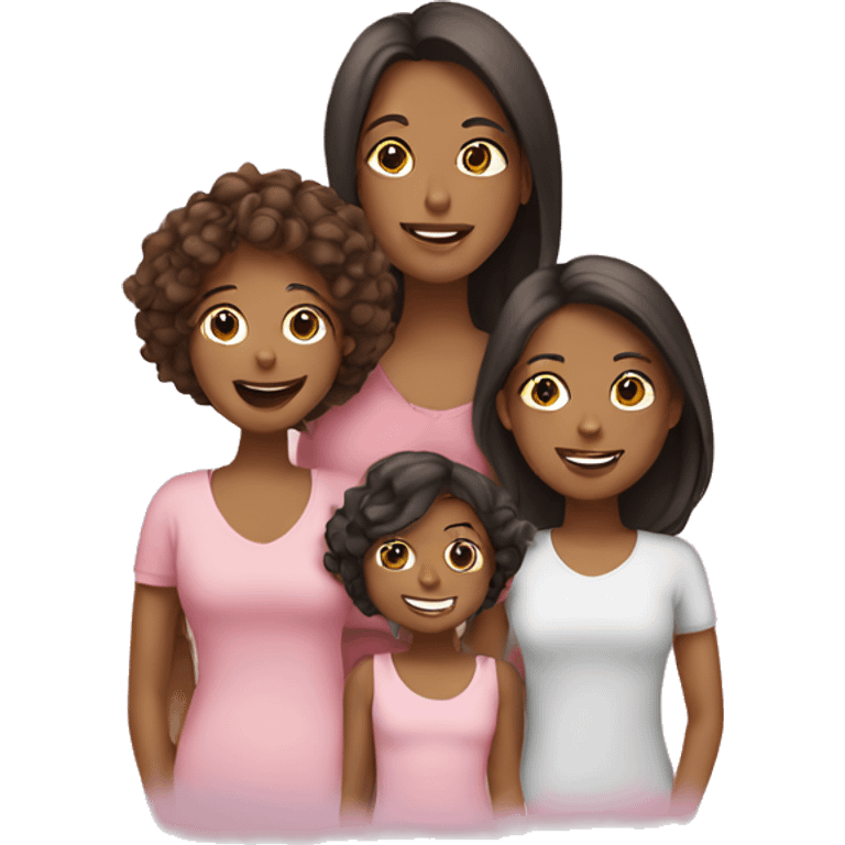 Mom and 3 daughters emoji