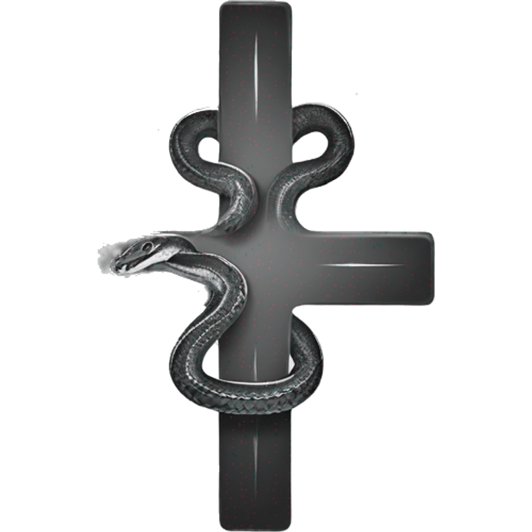 cross, snake, medicinal logo, monochrome emoji