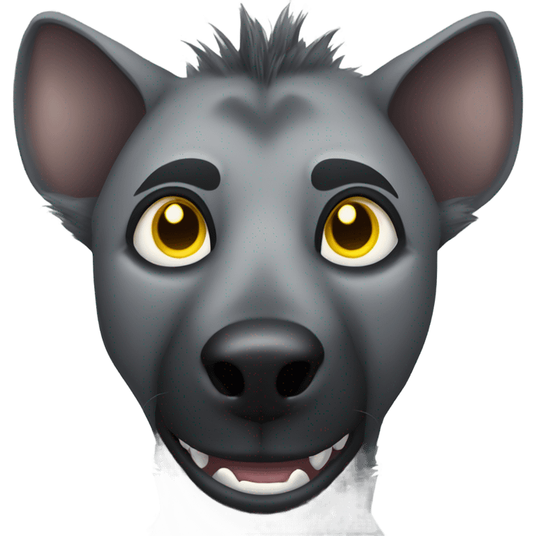 Gray male hyena with yellow eyes with large eyebrows  emoji