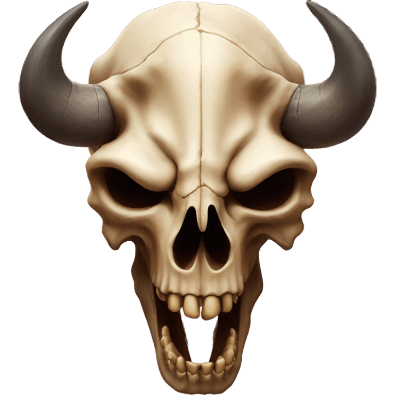 A demonic buffalo skull with thrones and teeth and red background  emoji