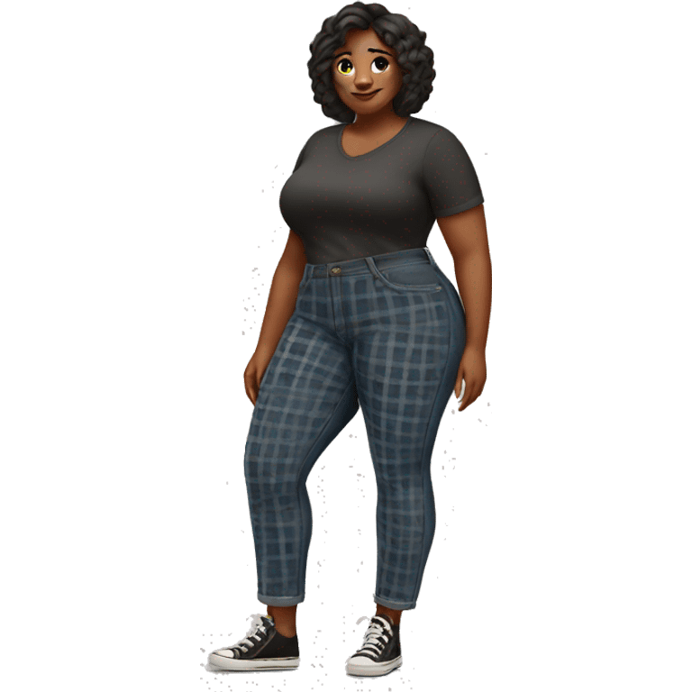 Curvy woman plaid jeans emoji