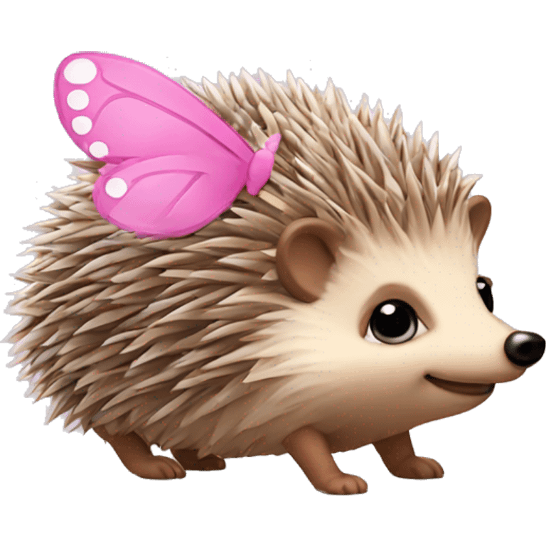 a hedgehog with pink butterfly wings and pink nose emoji