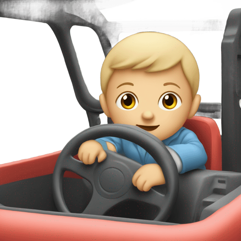 A baby driving a truck emoji