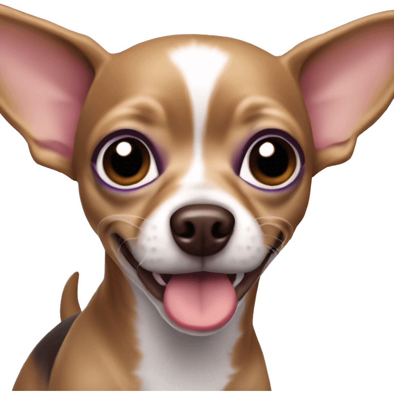 Purple Chihuahua dog with big ears, brown eyes, protruding tongue emoji