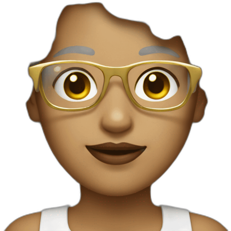 a female graphic designer with gold glasses and white short curly hair. emoji