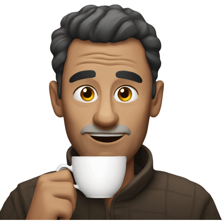 extremely ugly man drinking tea emoji