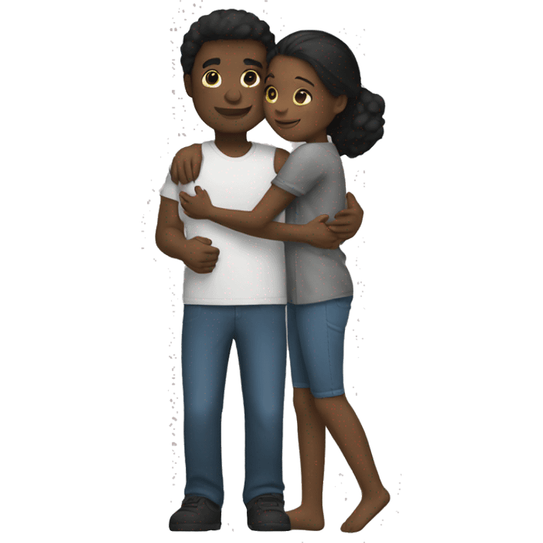 black girl and white guy hugging emoji