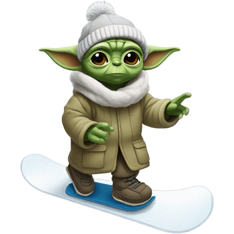 Yoda snowboarding emoji