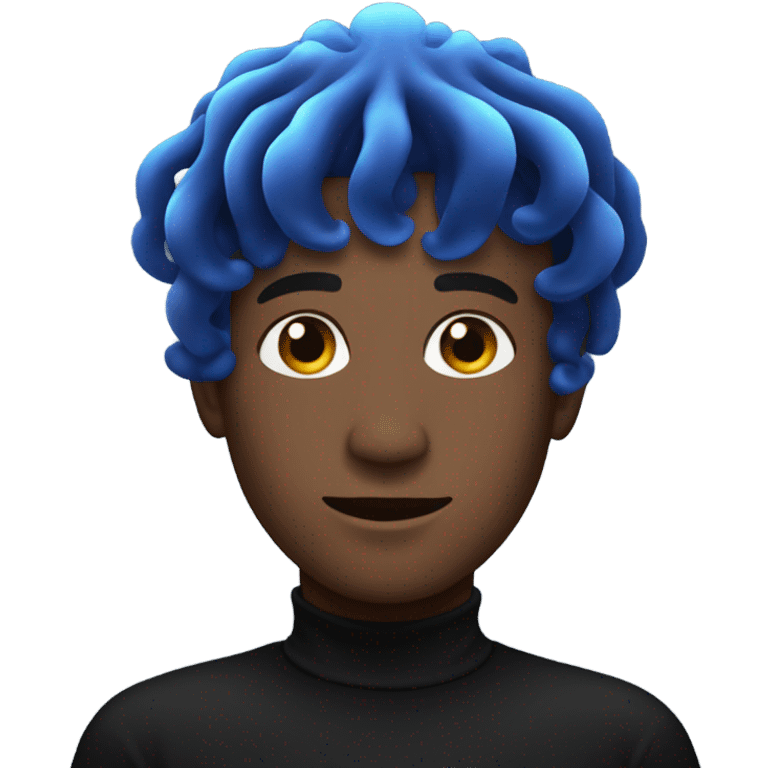 Male, indigo jellyfish haircut, black turtleneck emoji