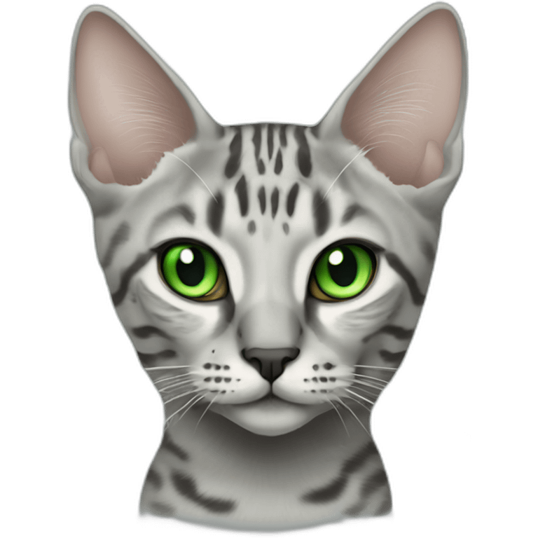 Egyptian Mau cat with green eyes, full-height emoji