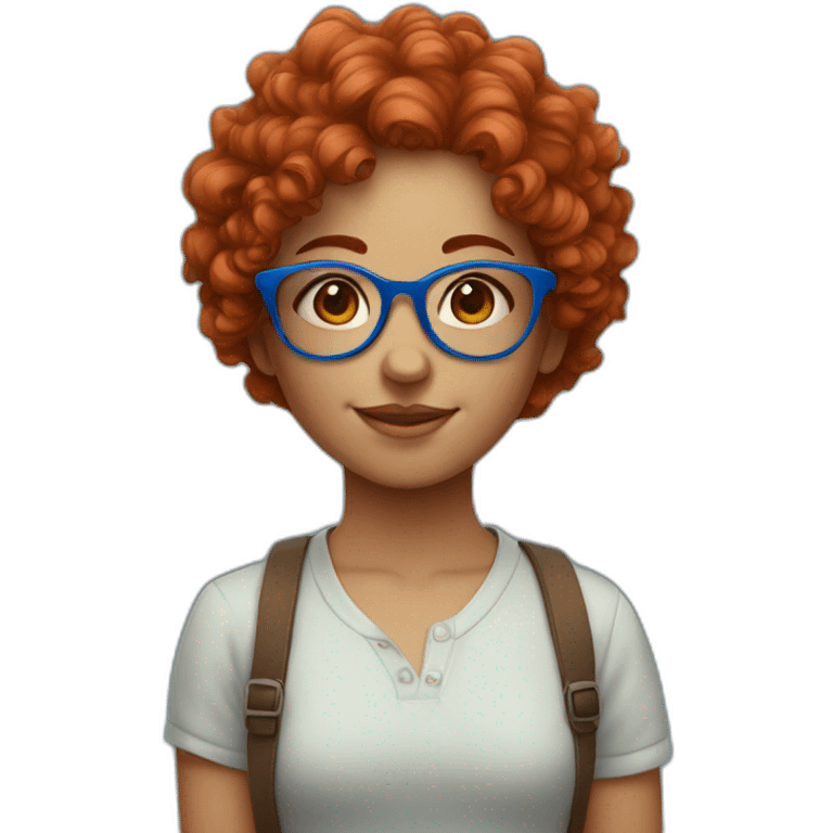 a cute girl with curly red hair and blue glasses emoji