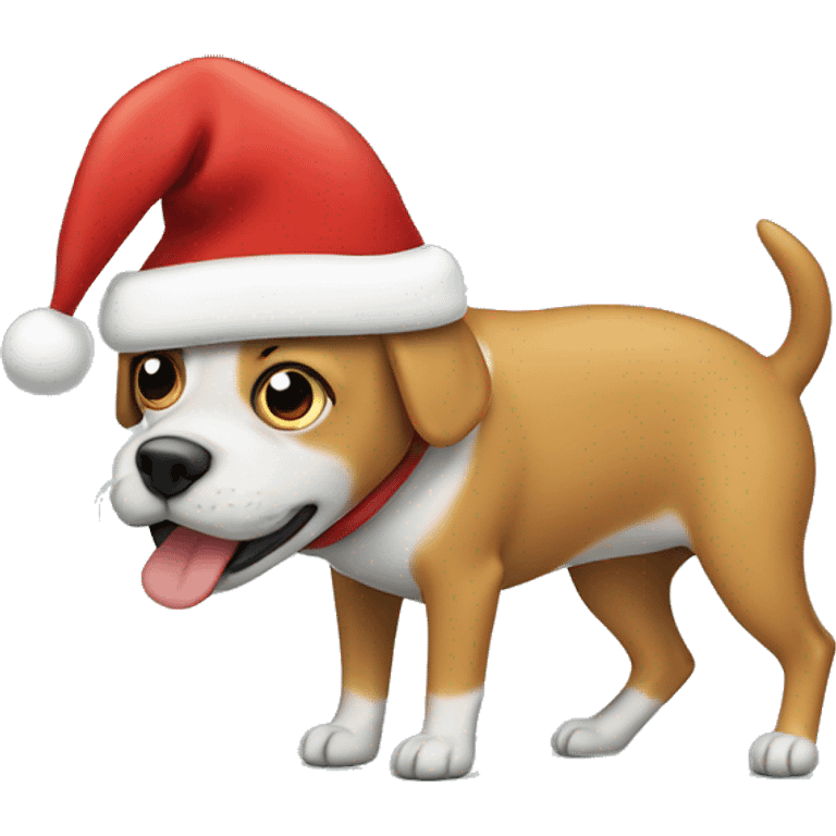 Dog farting with Santa hat emoji