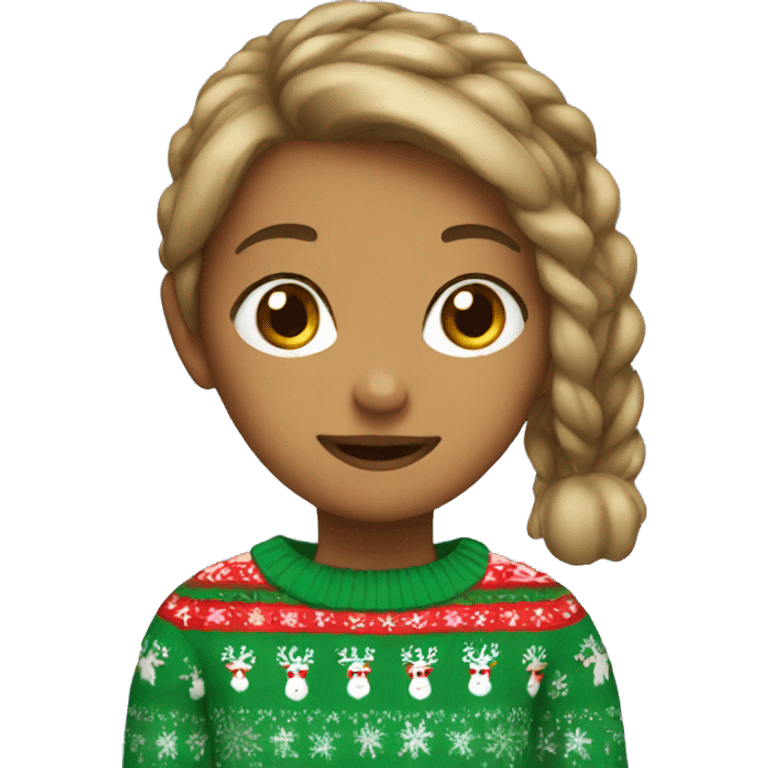 Girl with Christmas sweater emoji