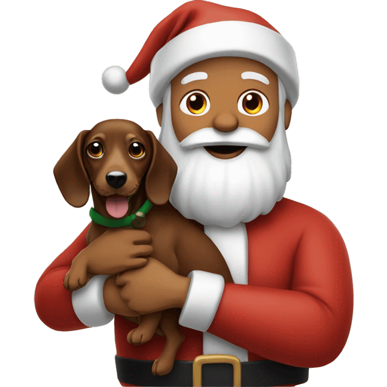 Santa holding a dachshund  emoji