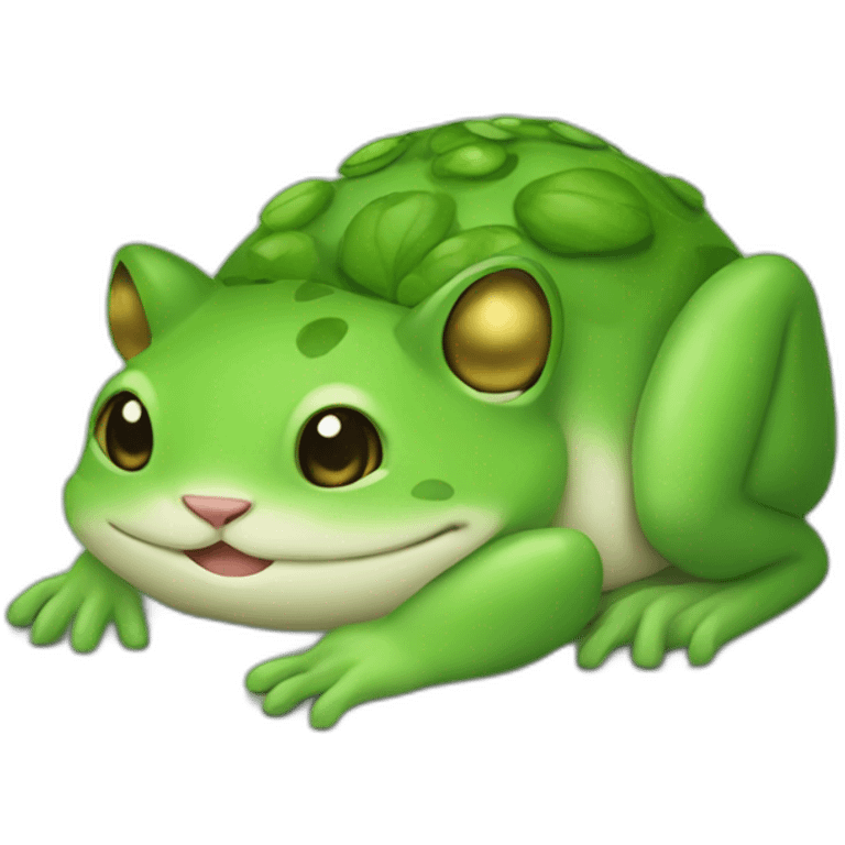 Un chat sur une grenouille emoji