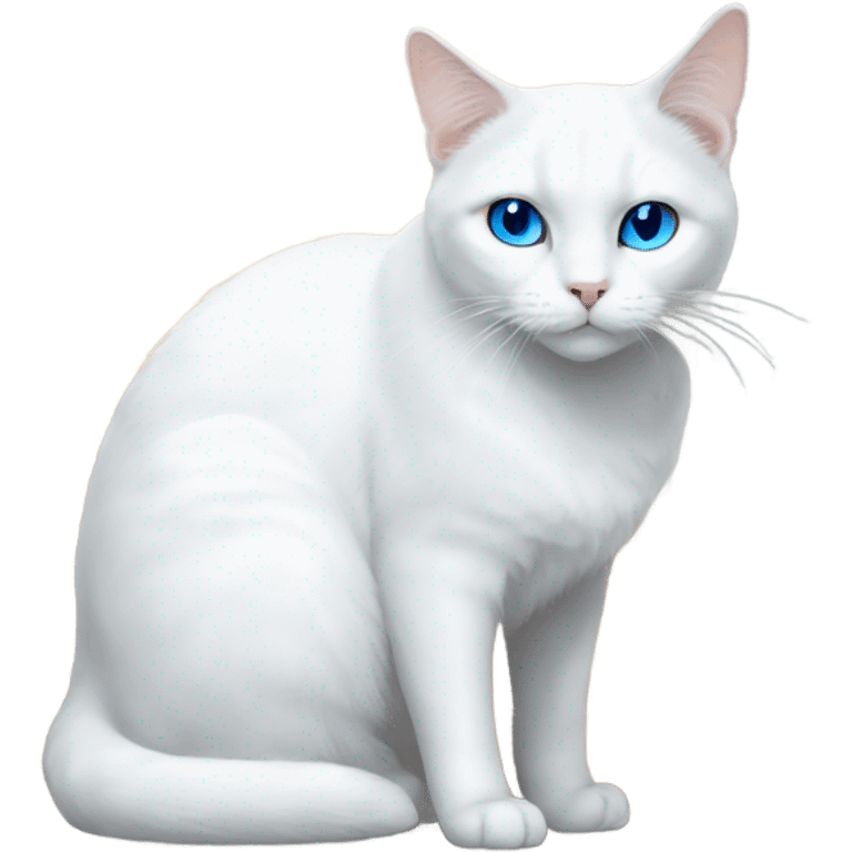 White cat with blue eyes lounging by the door emoji