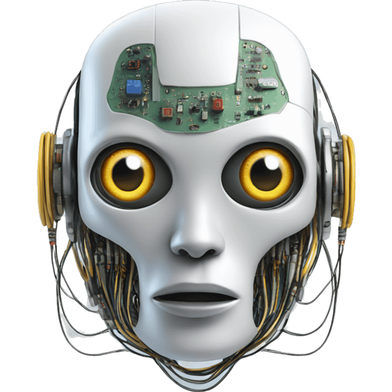 Alien robot head with wires and circuits emoji